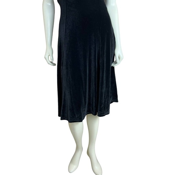 Nicoletta Carlone Black Velvet Dress XS Pierced Heart Sequin Dagger Goth 30s 40s - Picture 6 of 12